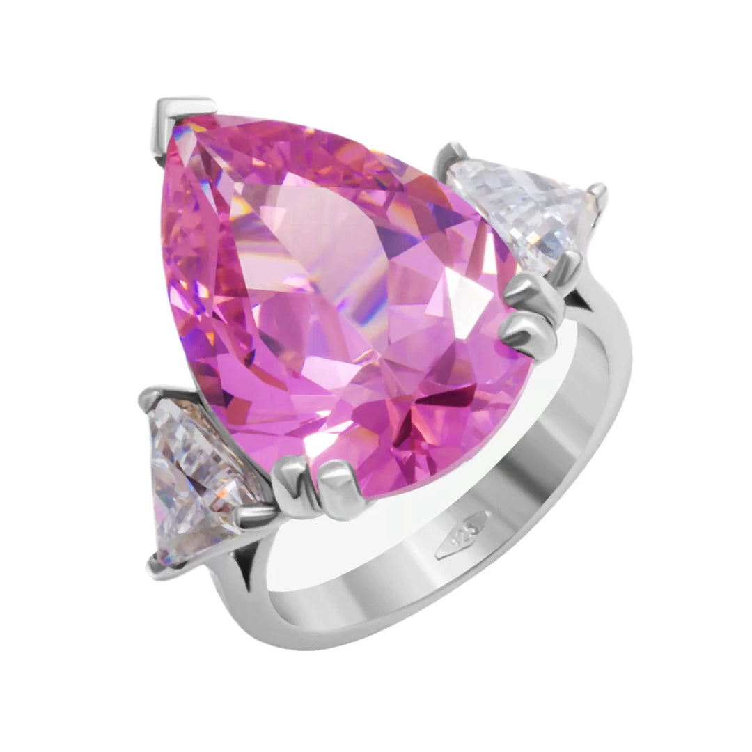 Pink Pear-Shaped Ring